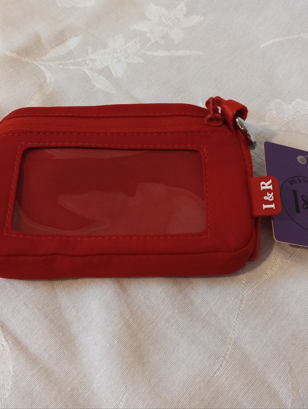 NWT Iris & Rainbow Red Wallet with ID Window, 2 Compartments, Key Ring